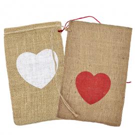 Jute zakken met hartje 15 x 25 cm (per stuk)