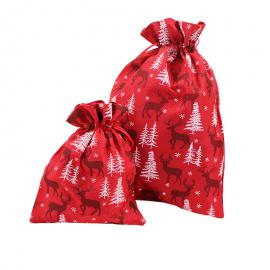 Non woven imitatiestof zakje Kerstboom wit