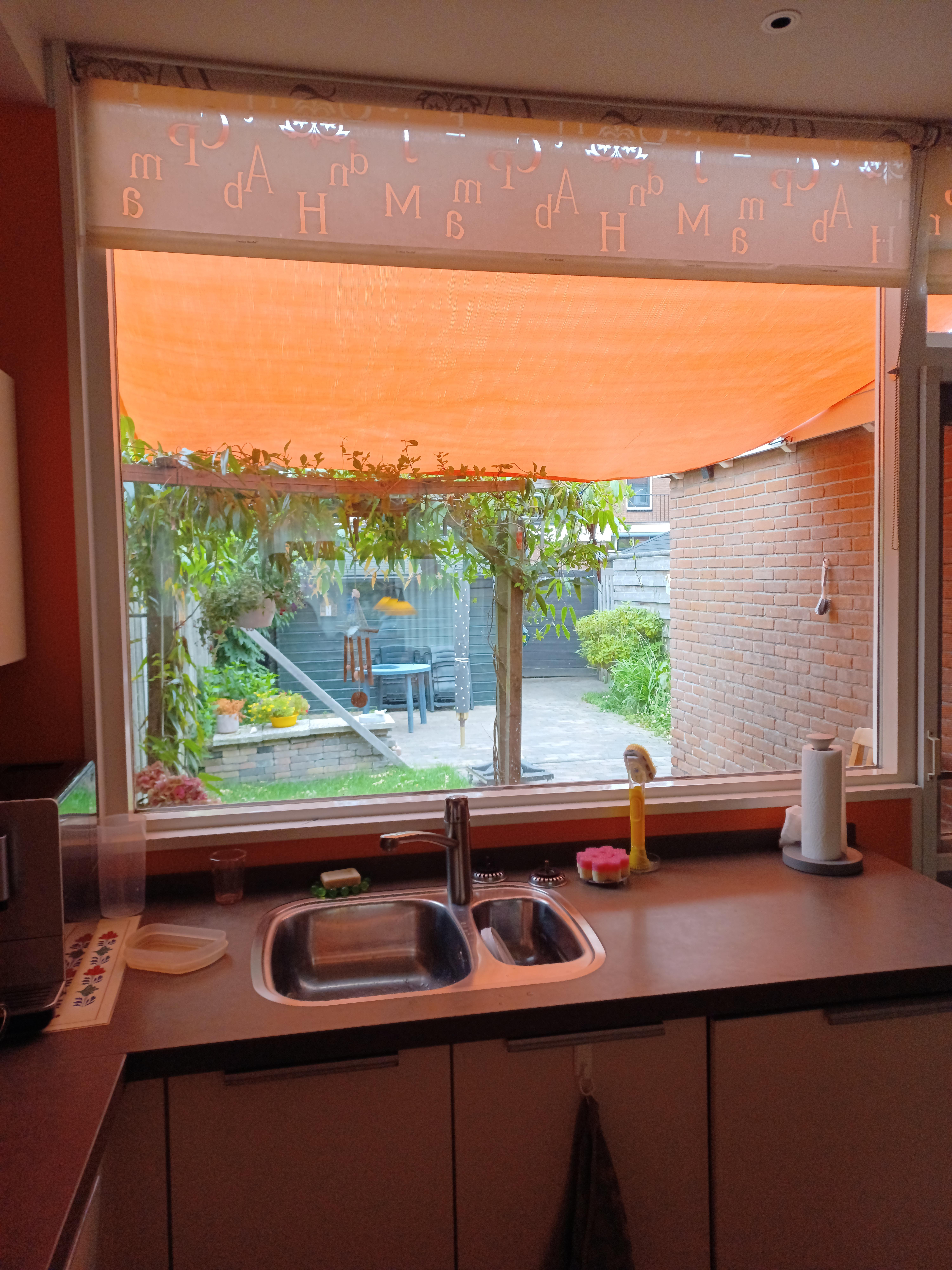Afdekzeil oranje licht (100gr/m²) gebruik: Als zonnescherm (Tarp)